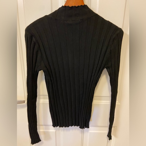 Belldini Elegant Black Sweater with Sparkling Rhinestone Zipper - Picture 5 of 12